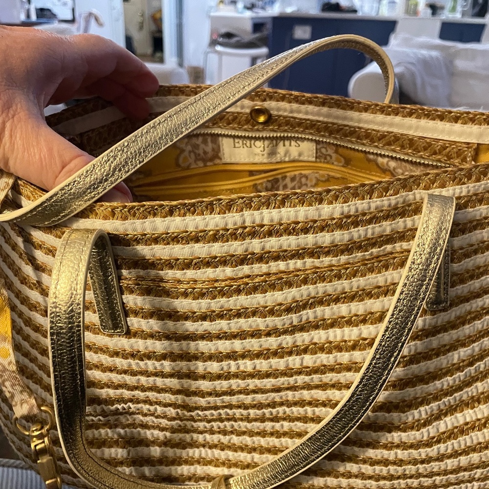 Eric Javits Dame Brooke Squishee Bag Gold and Cream